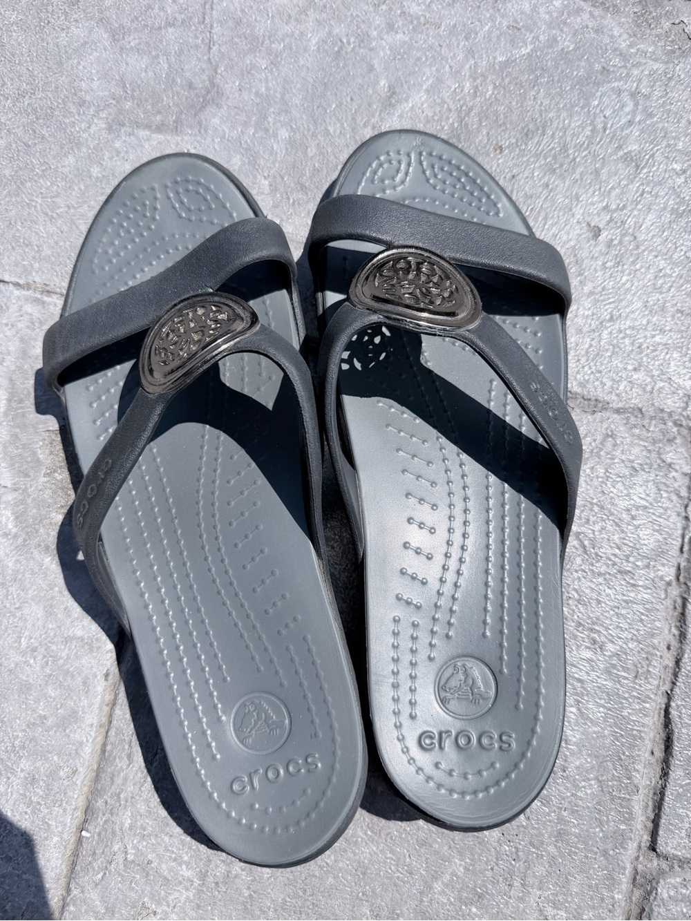 Women’s Black Croc Sandal with Embellishment